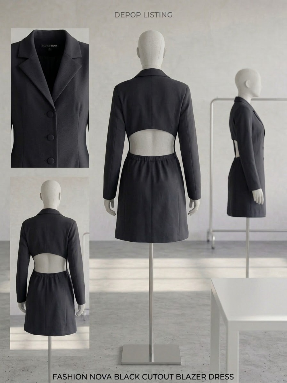Fashion Nova Black Cutout Blazer Mini Dress